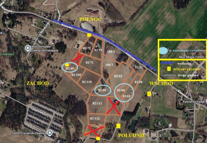 Działki z warunkami zabudowy Zła Wieś – 3 936 m² różne powierzchnie.